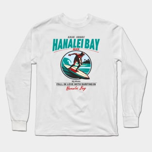 Hanalei Beach Bay Surfer Vintage Long Sleeve T-Shirt